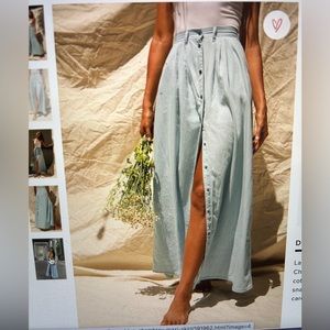 Lulus Pistola Baez Blue Chambray Maxi Skirt